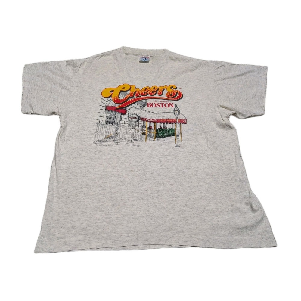 Vintage‎ 1992 Cheers Boston T Shirt Hanes Softee Made USA XL White Bar TV Show